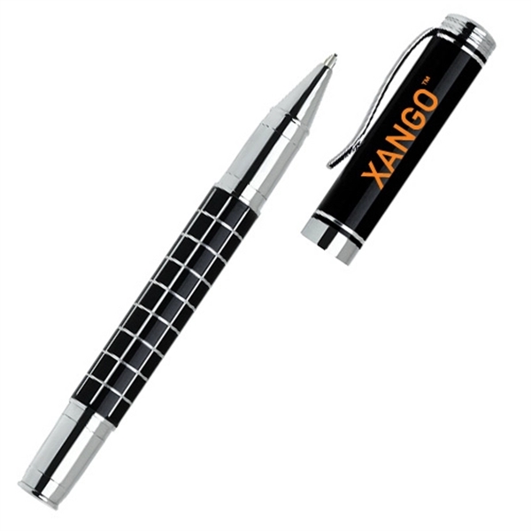 Cap-off rollerball pen with grid style barrel and chrome accents.... from ASI 40544 Binaco / Binaline