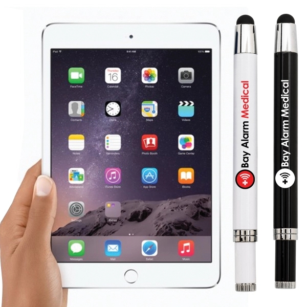 Metal ballpoint cap off pen with stylus. Place the cap on... from ASI 40544 Binaco