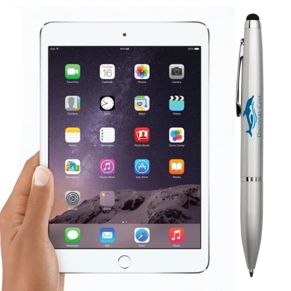 Cameron twist-action metal ballpoint pen with soft touch capacitive stylus for... from ASI 40544 Binaco