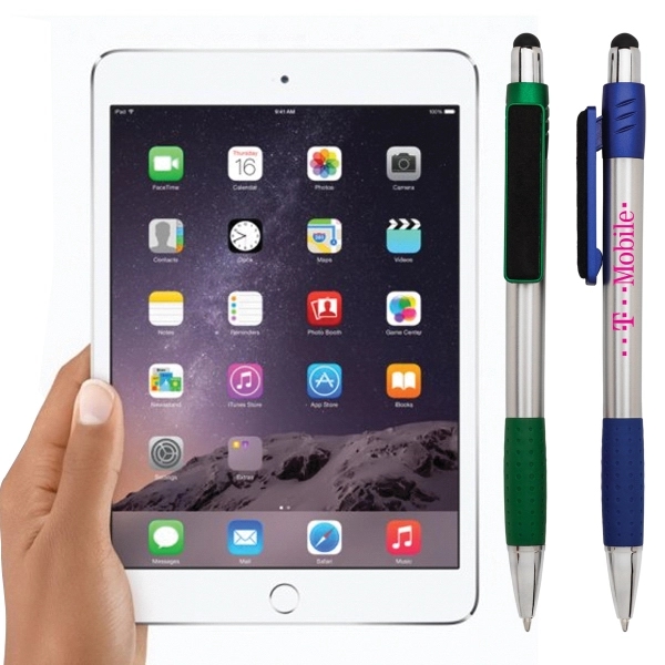 3 in 1 plunger-action plastic ballpoint pen with soft touch stylus... from ASI 40544 Binaco