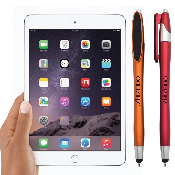 Plastic plunger action plastic ballpoint pen with stylus tip.... from ASI 40544 Binaco