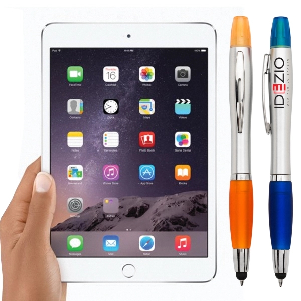 3 in 1 plastic ballpoint pen with highlighter and stylus.... from ASI 40544 Binaco