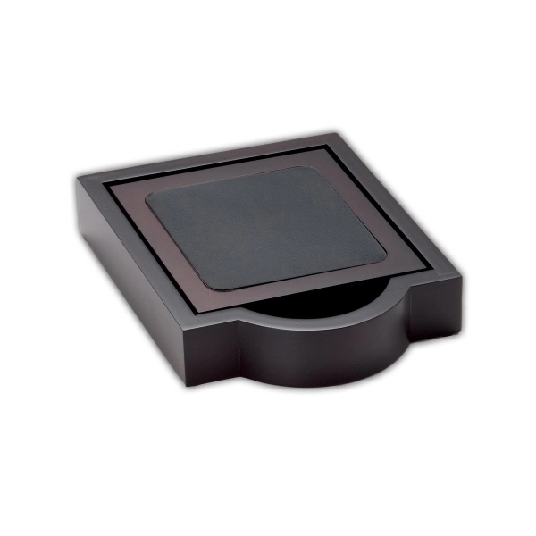 Walnut and leather coaster set with matching holder featuring four non-slip... from ASI 48125 Dacasso / DaCasso