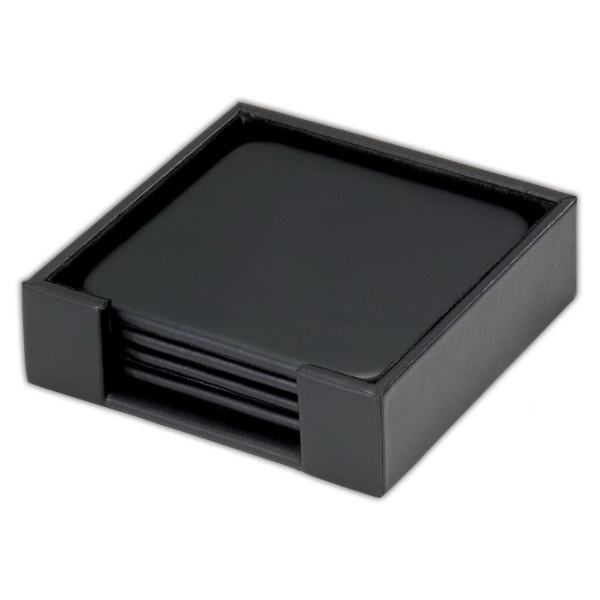 Set of four square coasters made of black top-grain leather with... from ASI 48125 Dacasso / DaCasso