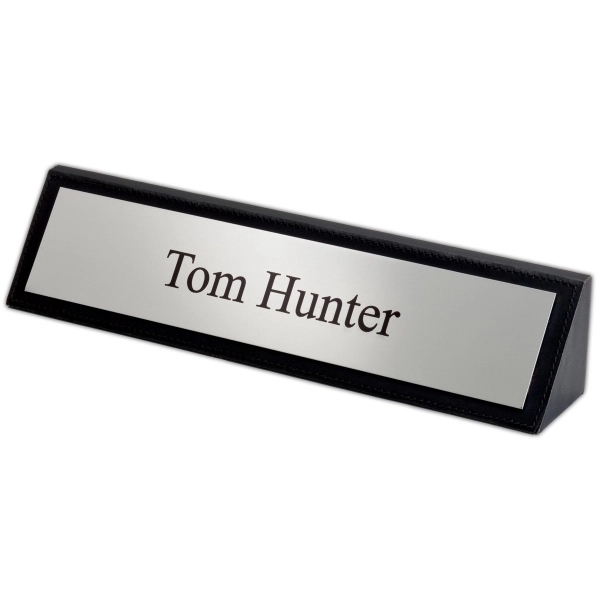 Name plate made of black leather with single-use design and polished... from ASI 48125 Dacasso / DaCasso
