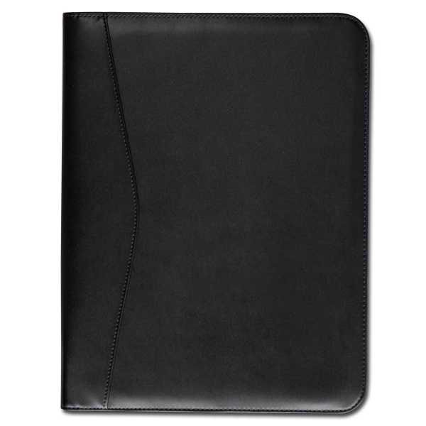 Black leather letter-size zip-around portfolio with a smart phone pouch, business... from ASI 48125 Dacasso / DaCasso
