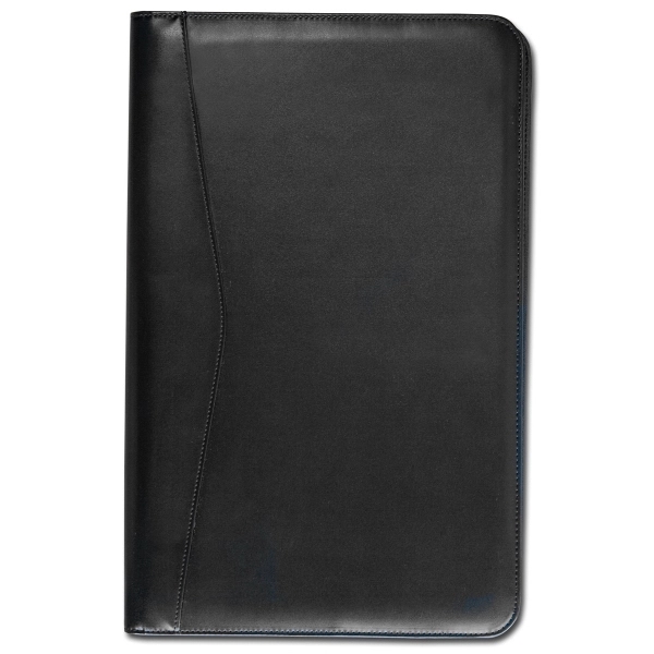 Black leather legal-size zip-around portfolio with a smart phone pouch, business... from ASI 48125 Dacasso / DaCasso