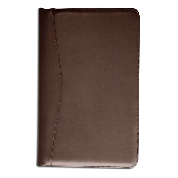 Chocolate brown leather legal-size zip-around portfolio with a smart phone pouch,... from ASI 48125 Dacasso / DaCasso