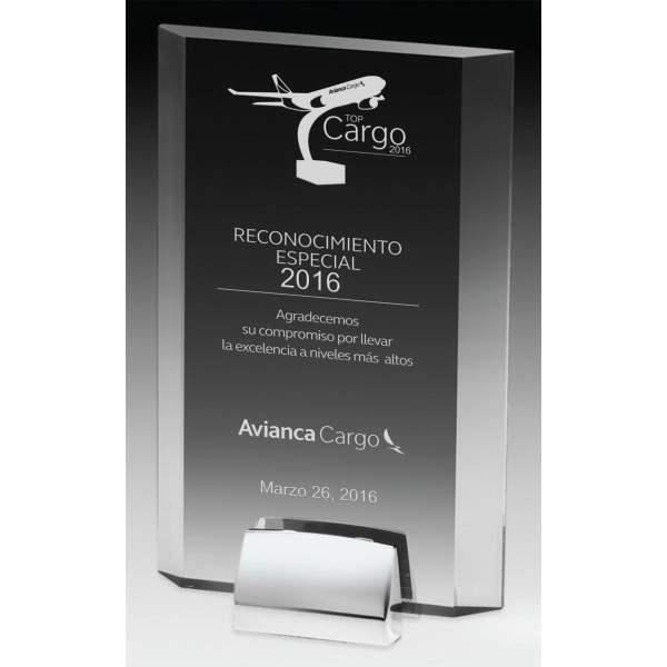 5" x 7 3/4" x 3/4" beveled acrylic award with chrome... from ASI 62660 Innovation Line