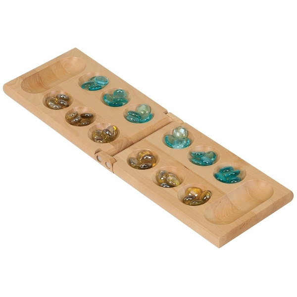 8.5" x 5" x 1.5" wood Mancala board game set with... from ASI 92531 Unique Custom Products / UCP