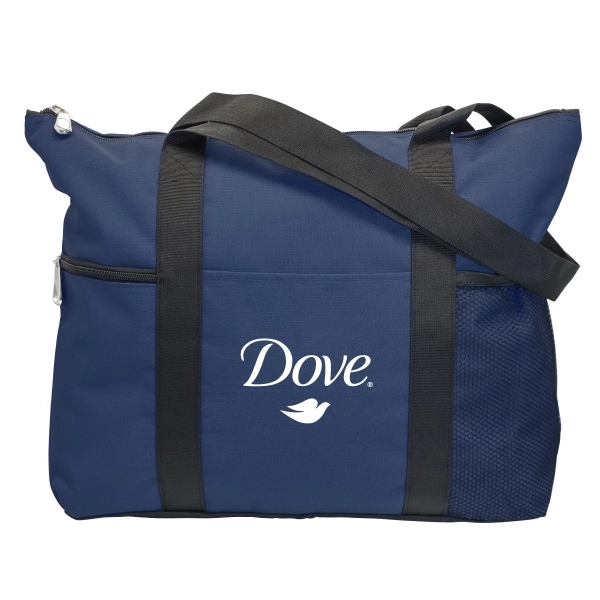 Zippered tote. Features zippered front pocket, slip pocket and mesh pocket.... from ASI 30112 ACE Products / Ace Line