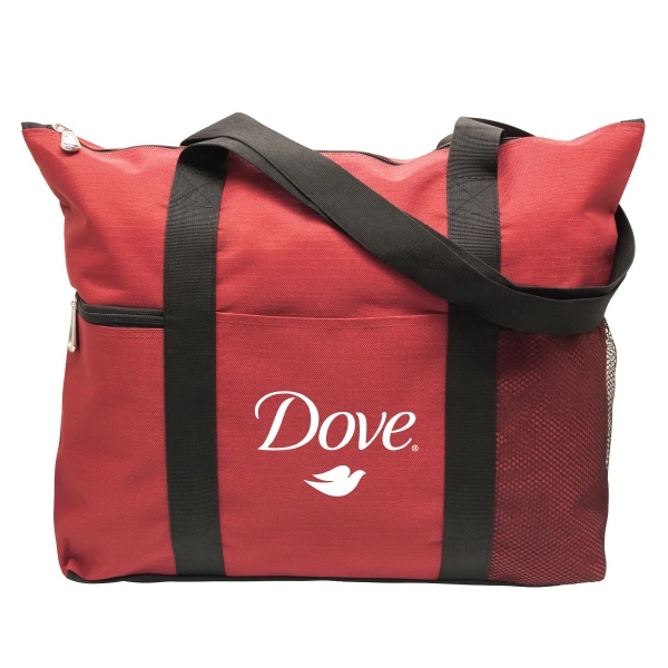 Zippered tote. Features zippered front pocket, slip pocket and mesh pocket.... from ASI 30112 ACE Products / Ace Line