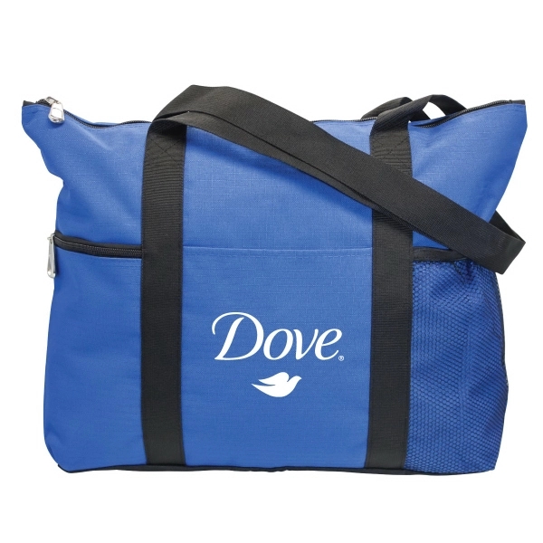 Zippered tote. Features zippered front pocket, slip pocket and mesh pocket.... from ASI 30112 ACE Products / Ace Line