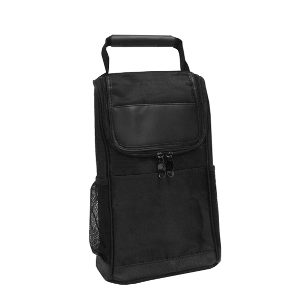 8.5" x 13" x 4.5" black wine bottle bag with an... from ASI 37980 Bagworld