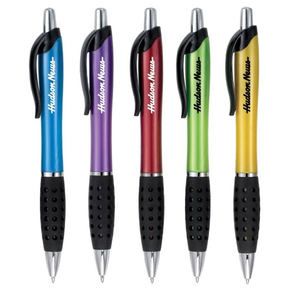 Plunger action plastic pen with black grip and clip.... from ASI 52387 Empire USA / Pens Line USA