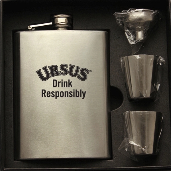 8 oz Hip Flask set with 2 shot cups and 1... from ASI 36988 Artek USA Inc / ARTEK