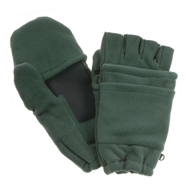 Dark green fleece fingerless gloves with mitten flap and palm patch.... from ASI 98085 Wolfmark