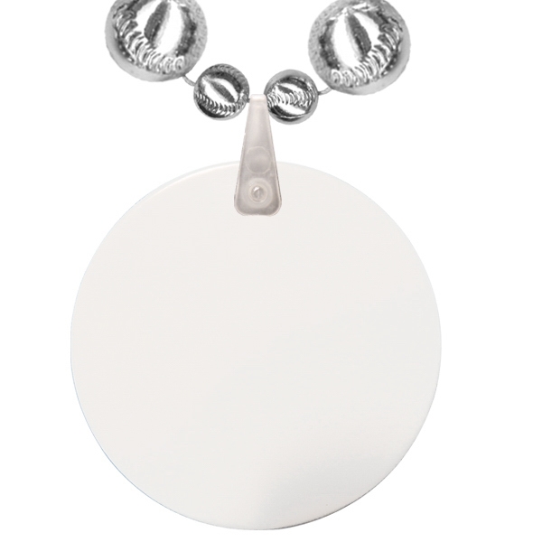 Necklace with baseball shaped beads and a customizable 2.5" white round... from ASI 62677 iline PROMO (The Innovative Line) / iline PROMO (The Innovative Line)