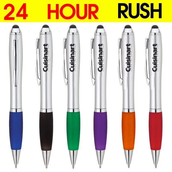 Jaylin twist-action ballpoint pen with hourglass barrel design and colored rubberized... from ASI 40544 Binaco