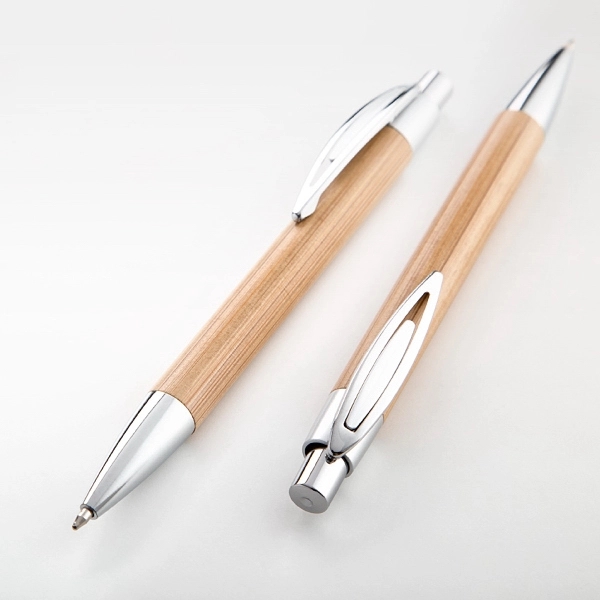 This Eco-Friendly click action wood pen is made out lightweight bamboo... from ASI 40544 Binaco