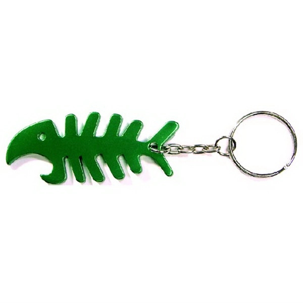 Fish bone shaped aluminum bottle opener with key chain.... from ASI 74585 Nu Promo International / Nu Promo Line
