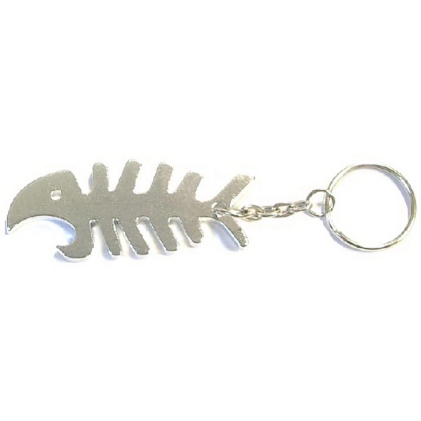 Fish bone shaped aluminum bottle opener with key chain.... from ASI 74585 Nu Promo International / Nu Promo Line