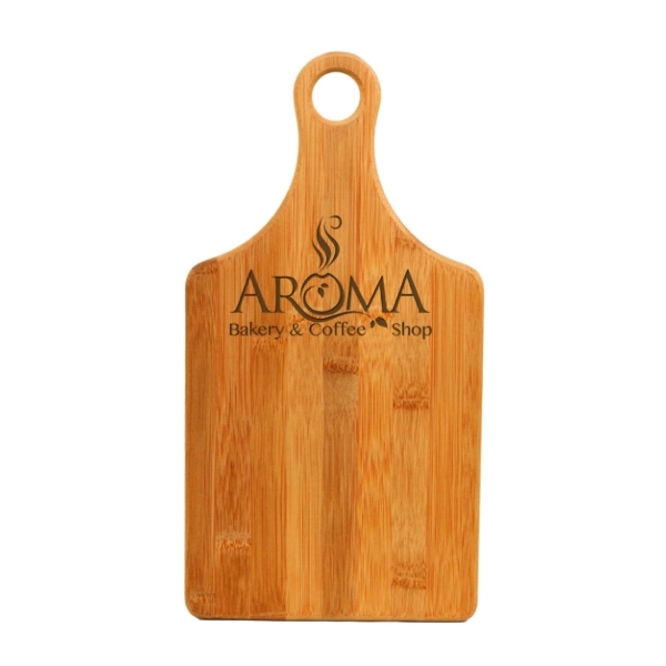 The 7" x 13 1/2" maple wooden cutting board is paddle... from ASI 92531 Unique Custom Products / UCP