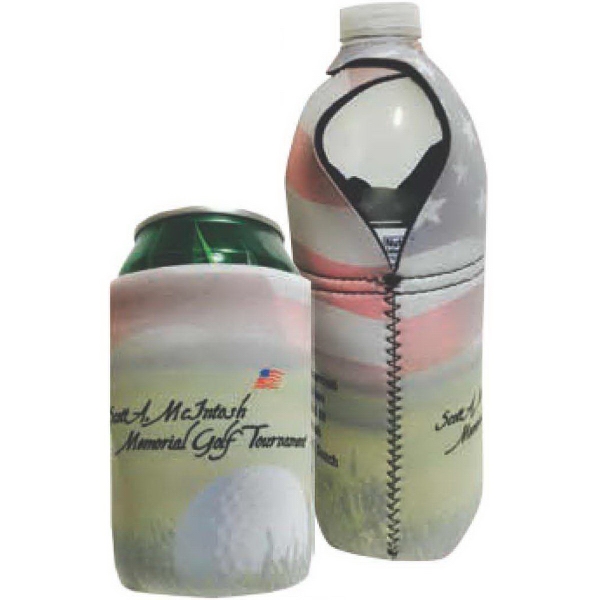 Collapsible neoprene beverage coolie with four color process imprint that fits... from ASI 40344 ZZ OLD - Best Promotions USA LLC / Cooler Kings
