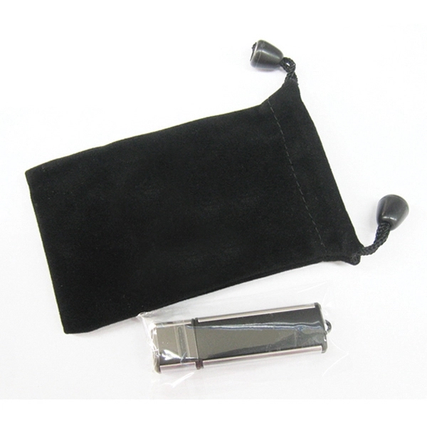 Black, rectangular velvet pouch for holding a USB drive or other... from ASI 37218 Athena Promo (tm)