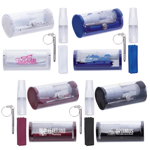 Eyeglass cleaning kit with cleaning spray, cloth and screwdriver key tag.... from ASI 62190 Illini