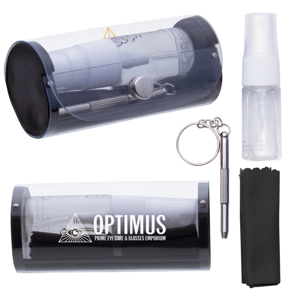 Eyeglass cleaning kit with cleaning spray, cloth and screwdriver key tag.... from ASI 62190 Illini