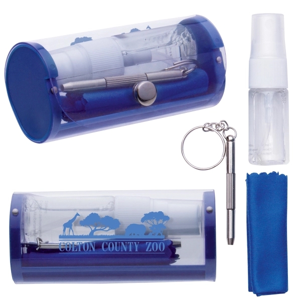 Eyeglass cleaning kit with cleaning spray, cloth and screwdriver key tag.... from ASI 62190 Illini