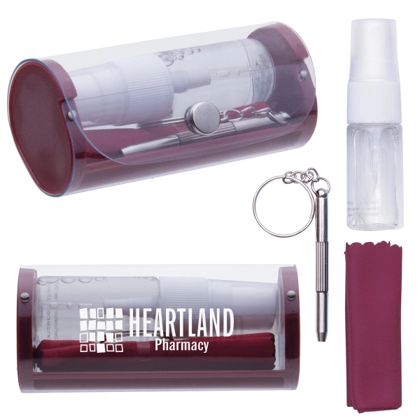 Eyeglass cleaning kit with cleaning spray, cloth and screwdriver key tag.... from ASI 62190 Illini