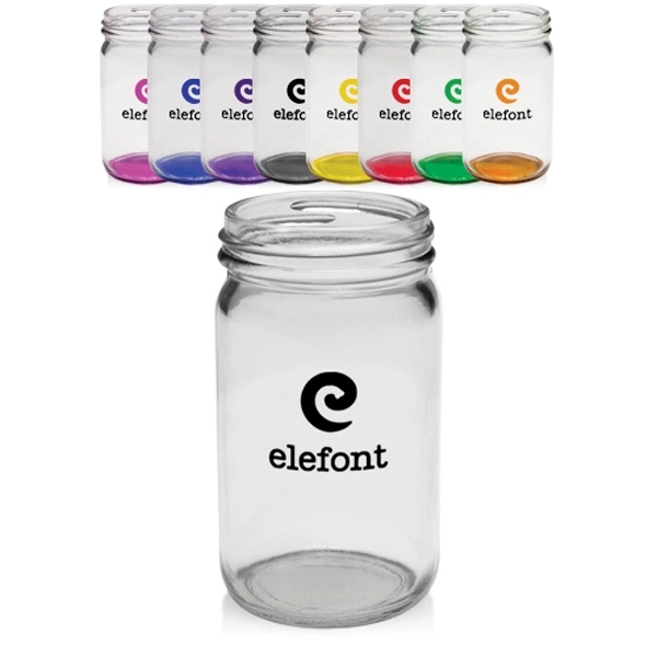 8 oz. mini Mason jars with colored bottoms, made of durable... from ASI 39552 BEL Promo
