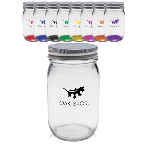 16 oz. canning Mason jar with secure aluminum lid, measuring 5.25"H... from ASI 39552 BEL Promo