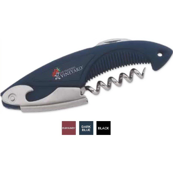 Wine bottle opener with a sleek, soft-feel design that features a... from ASI 52840 Evans Manufacturing