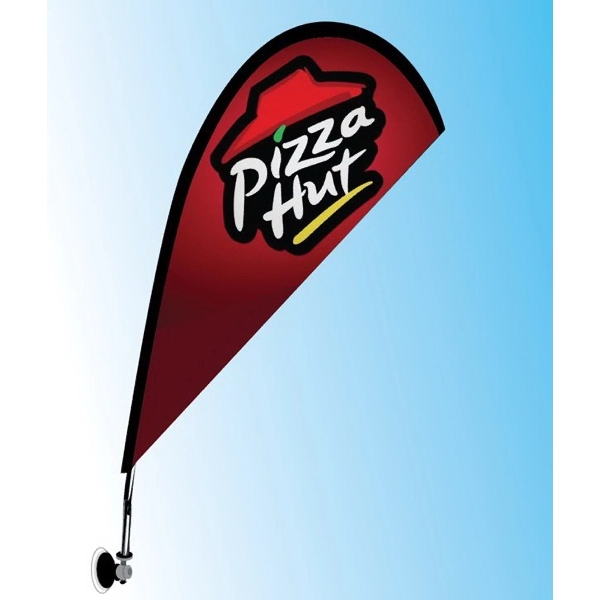 Teardrop shaped window flag with suction cup base and single sided... from ASI 30442 Above & Beyond Advertising Products / PromoAdLine