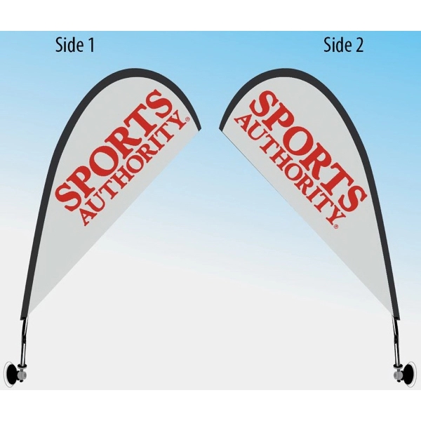Teardrop shaped window flag with suction cup base and double sided... from ASI 30442 Above & Beyond Advertising Products / PromoAdLine