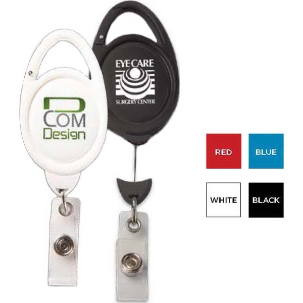Clip-on retractable badge holder with carabiner clip.... from ASI 52840 Evans Manufacturing
