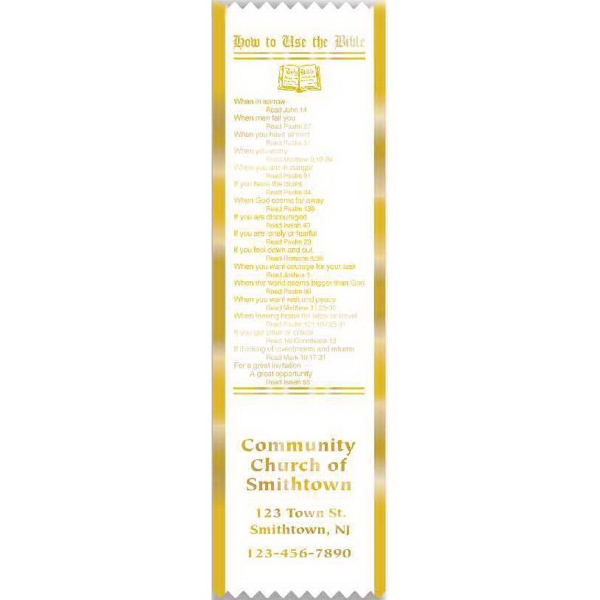 Stock ribbon bookmarks. Available with 16 religious stock graphic choices.... from ASI 84820 ZZ OLD/Drop - Sanders Mfg Company (Samco Line) / Samco