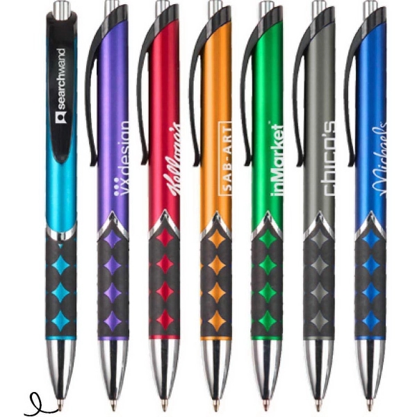 Retractable ballpoint pen with matte metallic colored barrel.... from ASI 52840 Evans Manufacturing