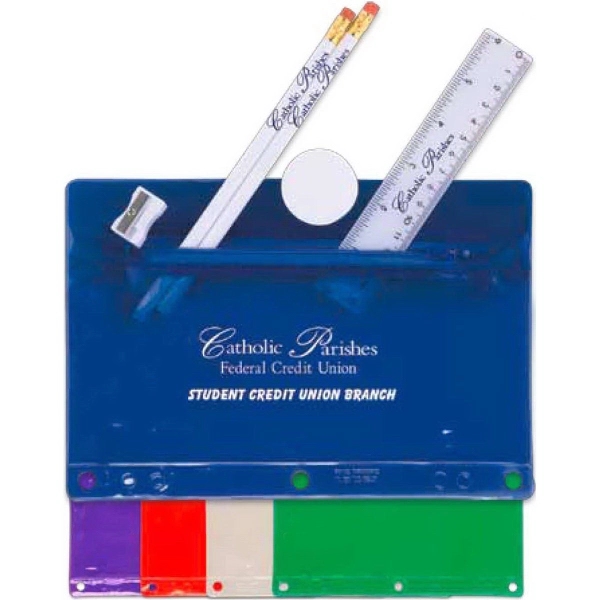Translucent back to school kit pouch with pencils, eraser, plastic ruler,... from ASI 52840 Evans Manufacturing