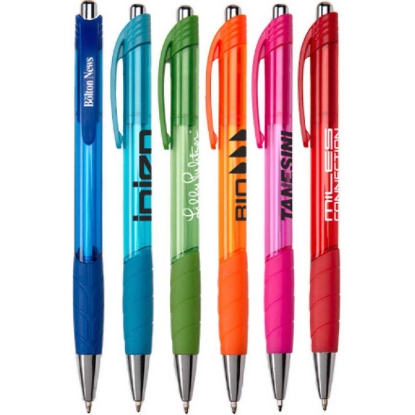 Plunger action black ink, medium point ballpoint pen features a cool... from ASI 52840 Evans Manufacturing