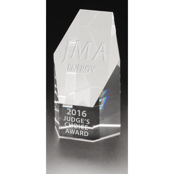 Optical crystal award with a flat hexagonal face.... from ASI 71920 Moderne Glass Company Inc / Glass America®