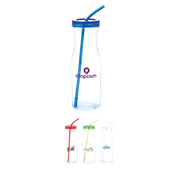 Carafe Shaped 28oz Tritan™ Bottle with Lid and Straw... from ASI 46755 Cosmo Promos / Cosmo Fiber