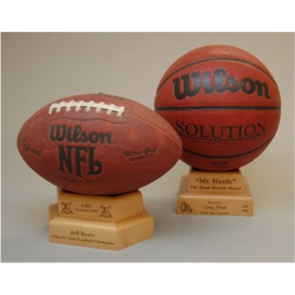 7" x 4.75" x 3" football display stand in eight wood... from ASI 92531 Unique Custom Products / UCP