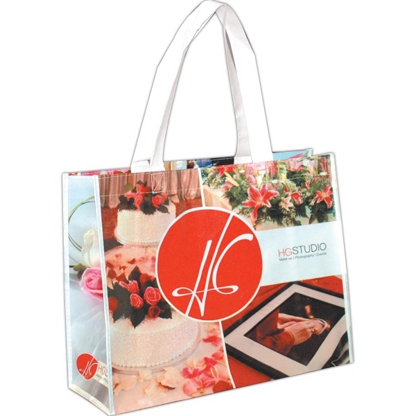 Non-woven laminated tote bag with 22" long handles.... from ASI 62660 Innovation Line