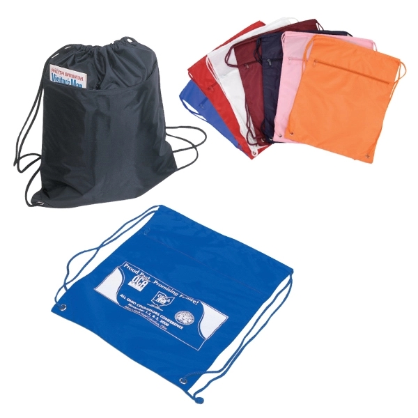 15" x 18 3/4" drawstring tote bag with a front pocket.... from ASI 57655 STOPNGO Line