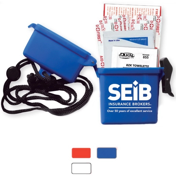 Water-resistant plastic container filled with an antiseptic towelette, moist cleansing towelette... from ASI 62660 Innovation Line