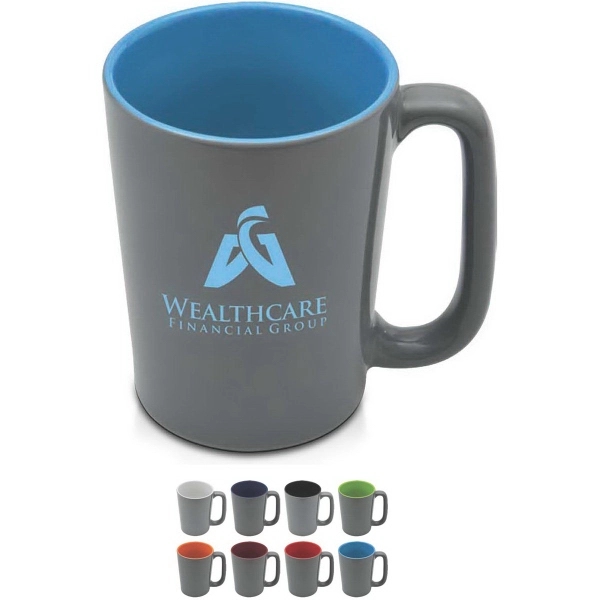 16 oz. ceramic mug with long handle, glossy gray exterior and... from ASI 71920 Moderne Glass Company Inc / Glass America®